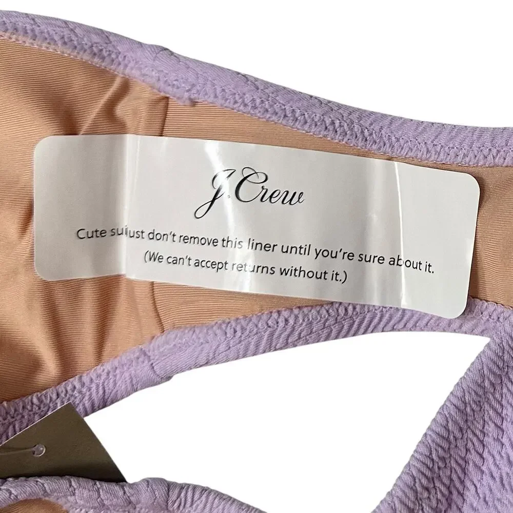2/$15 NWT J. Crew Textured Curved-Waist Cheeky Bikini Bottom Purple Size S